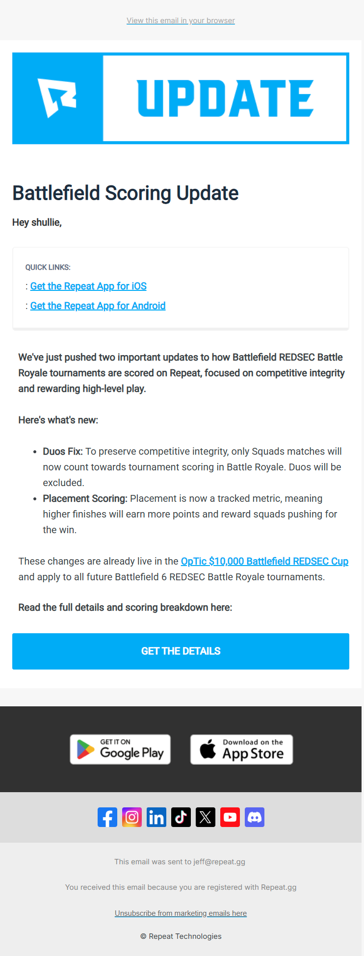 Battlefield 6 Update Email