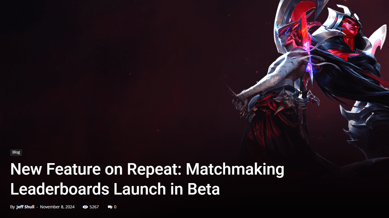 Matchmaking Leaderboards Beta blog